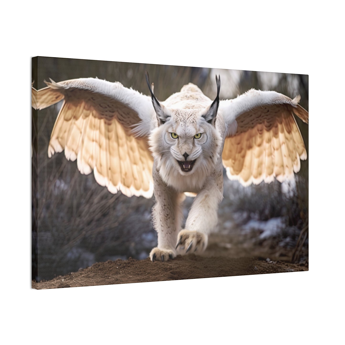 "Ivory Winged Lynx"  Canvas Stretched, 0.75" - Print