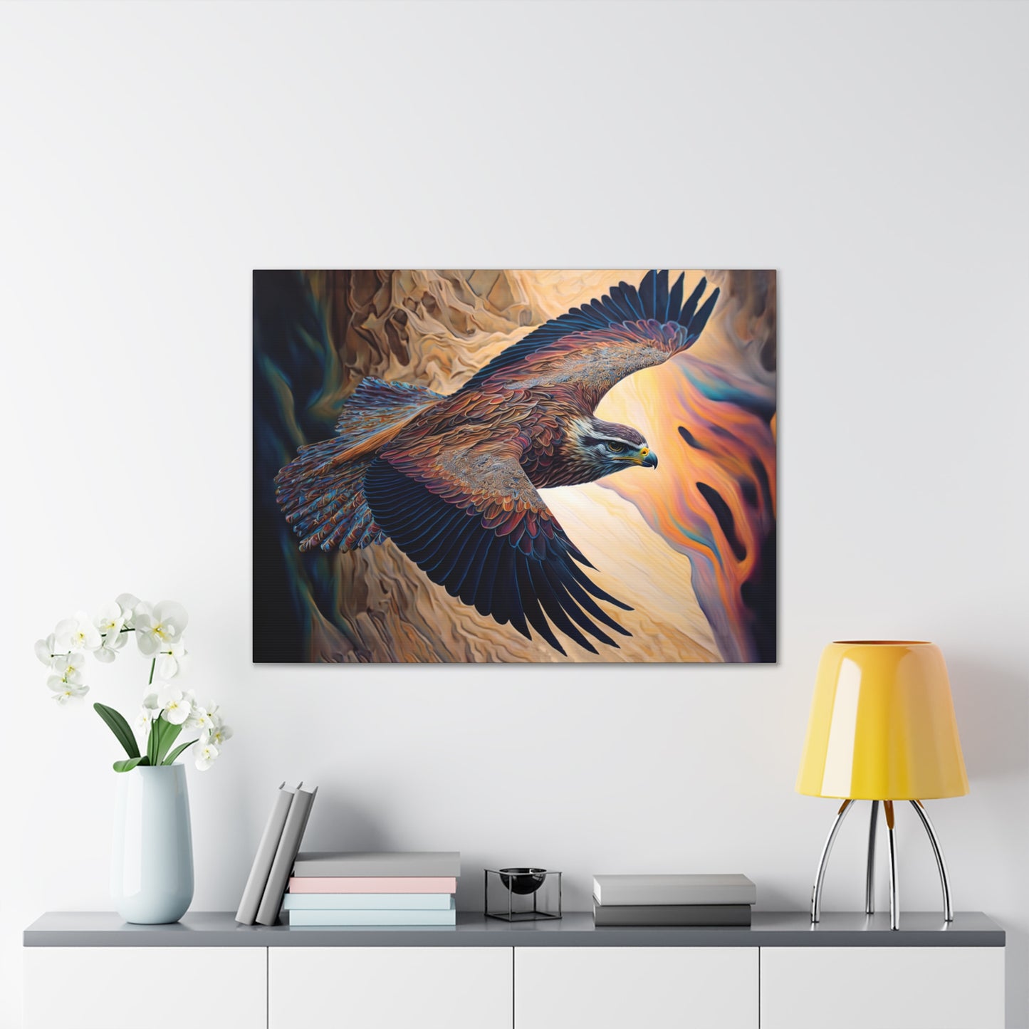 "Falcons Flight"  Canvas Stretched, 0.75" - Print