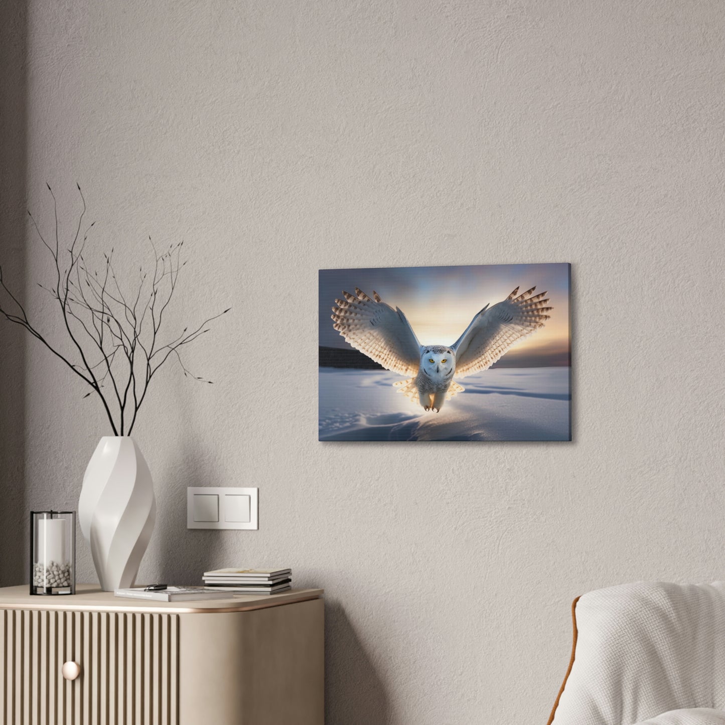 "Snow Owl" Canvas Stretched, 0.75" - Print