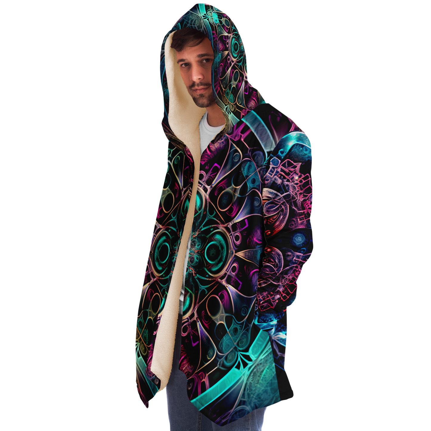 Neon Mandala Microfleece Festival Cloak