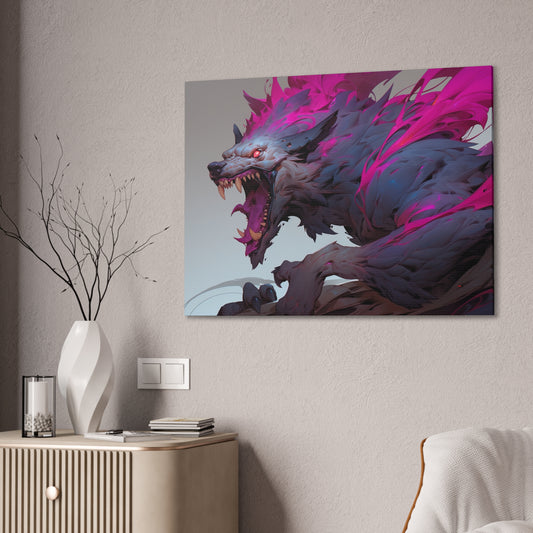 "Neon Nightmare Zombie Wolf" Canvas Stretched, 0.75" - Print