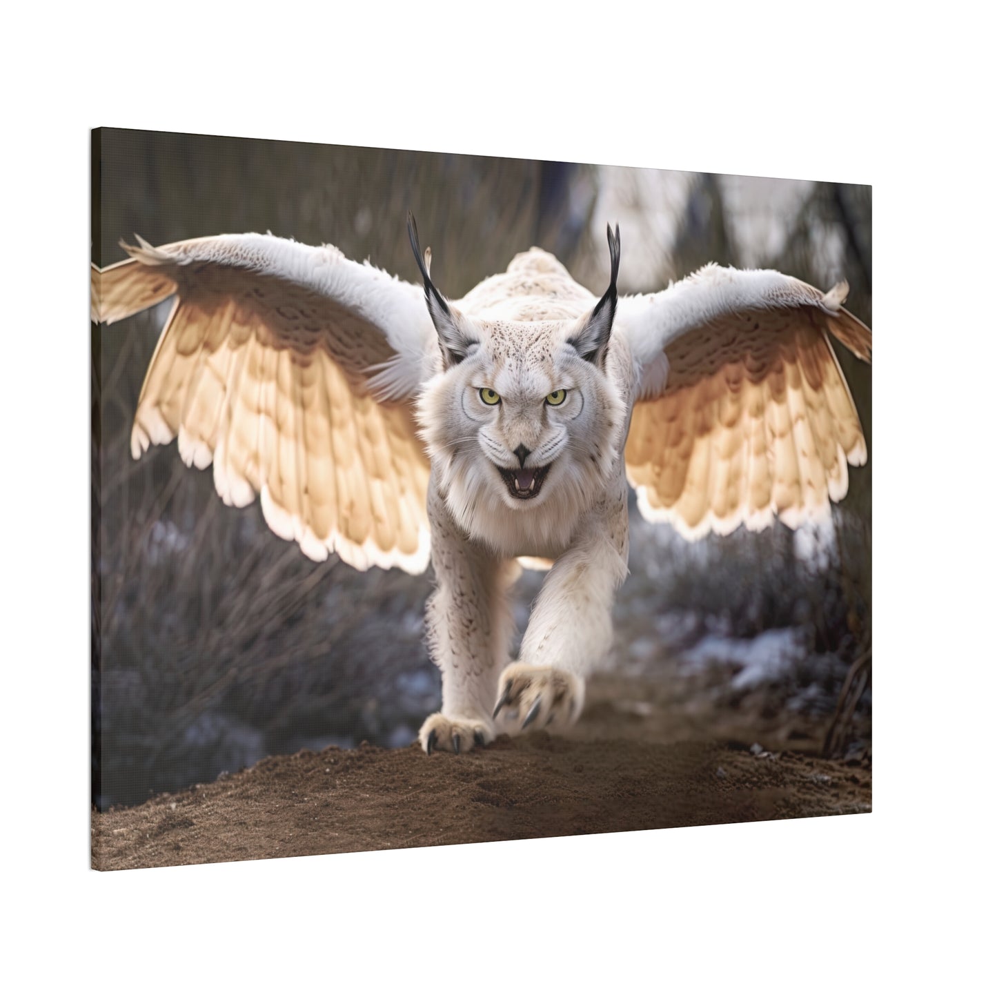 "Ivory Winged Lynx"  Canvas Stretched, 0.75" - Print