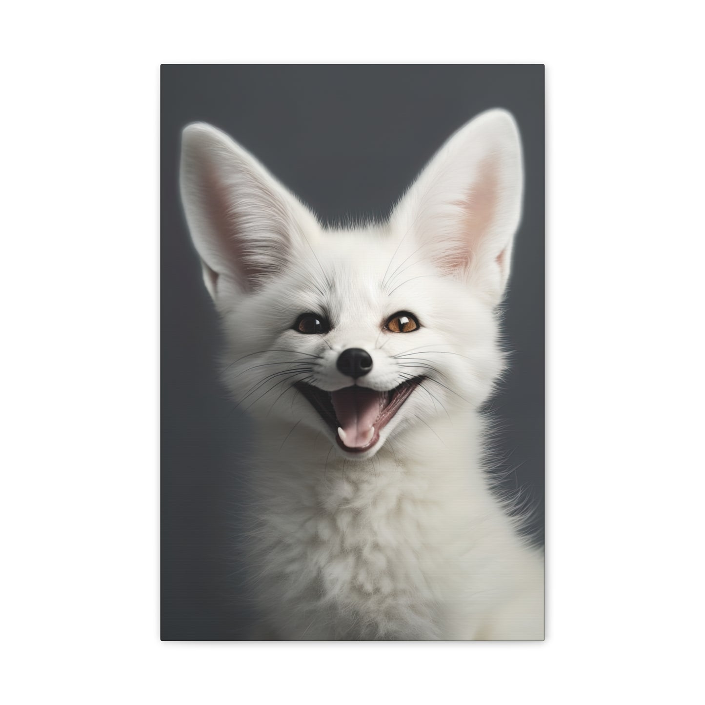 "Happy White Fennec Fox" Canvas Stretched, 0.75" - Print