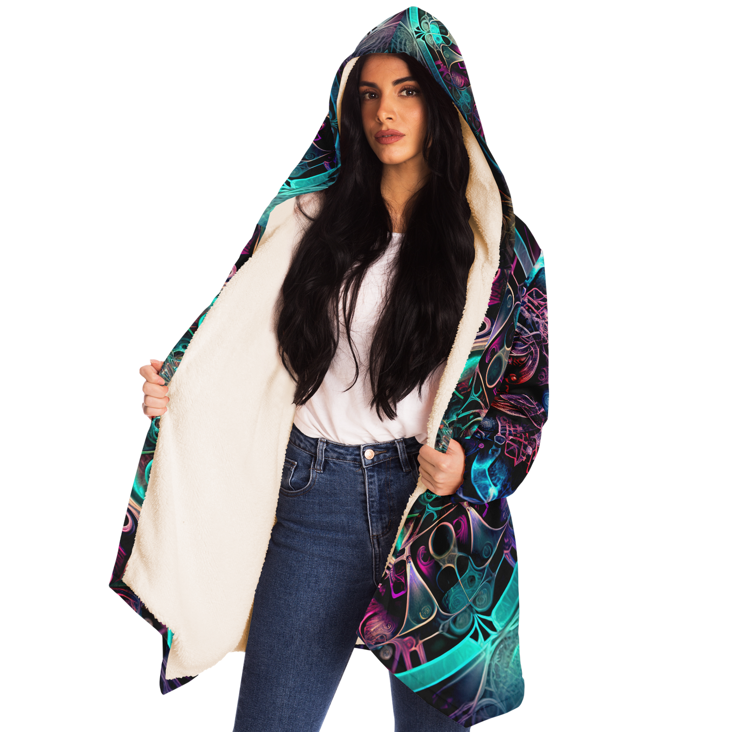 Neon Mandala Microfleece Festival Cloak