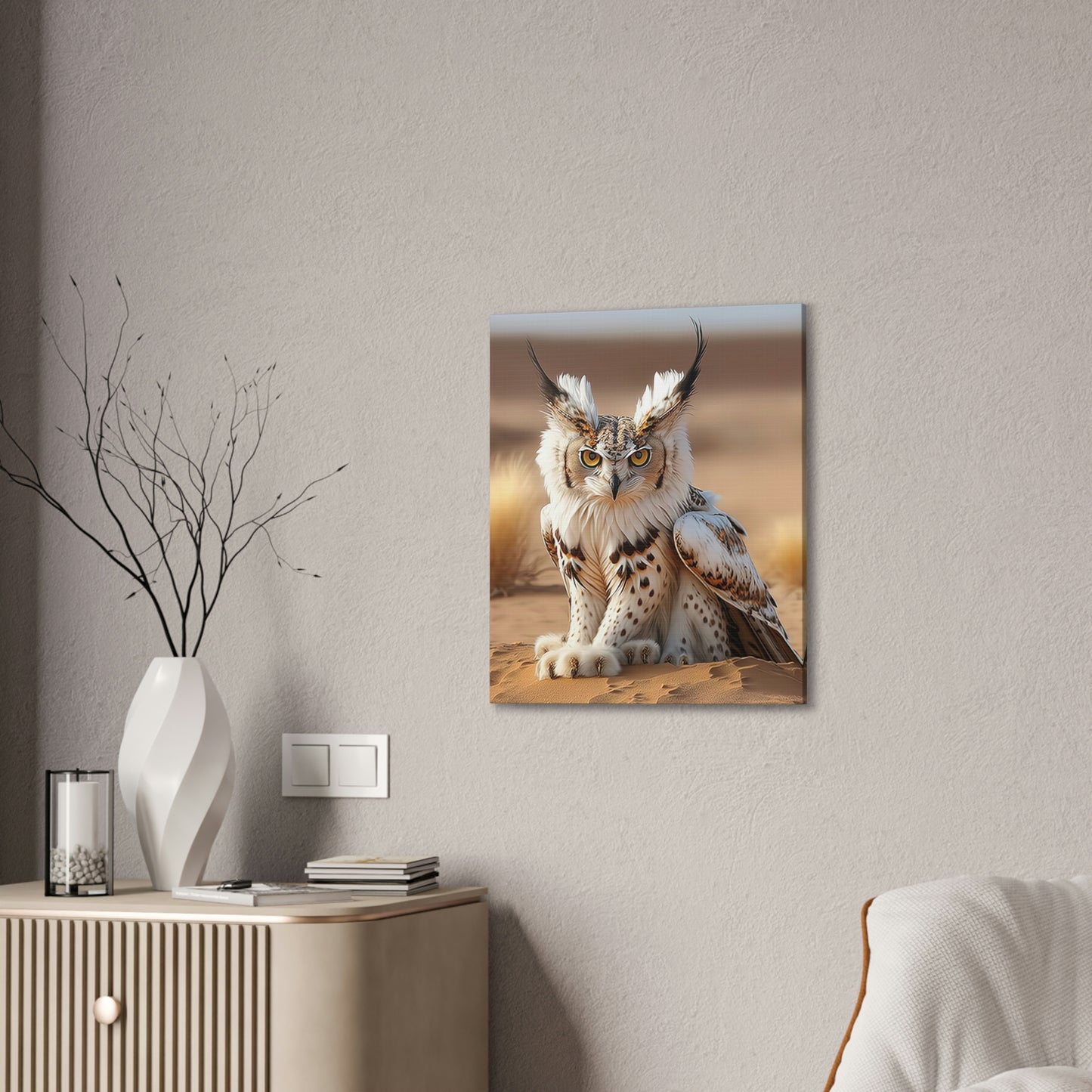 "Lynx Owl" Canvas Stretched, 0.75" - Print