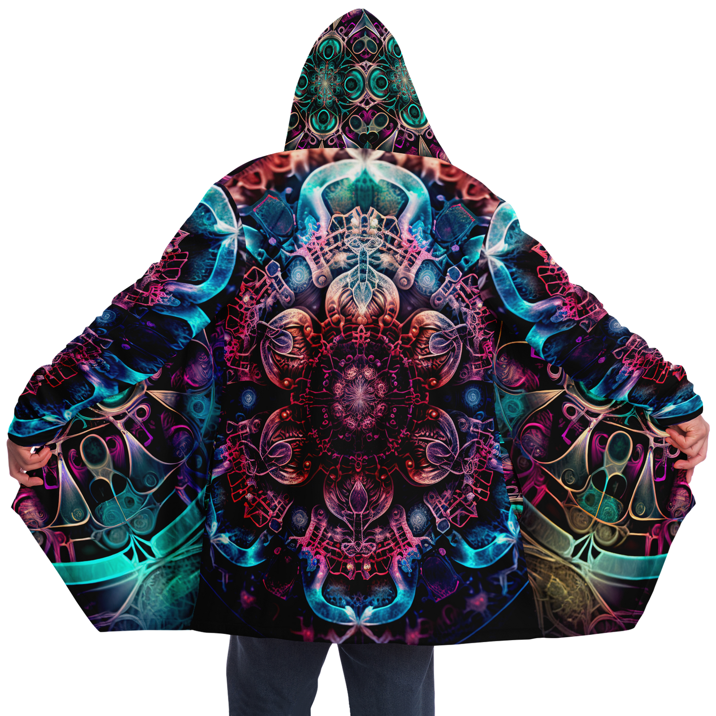 Neon Mandala Microfleece Festival Cloak