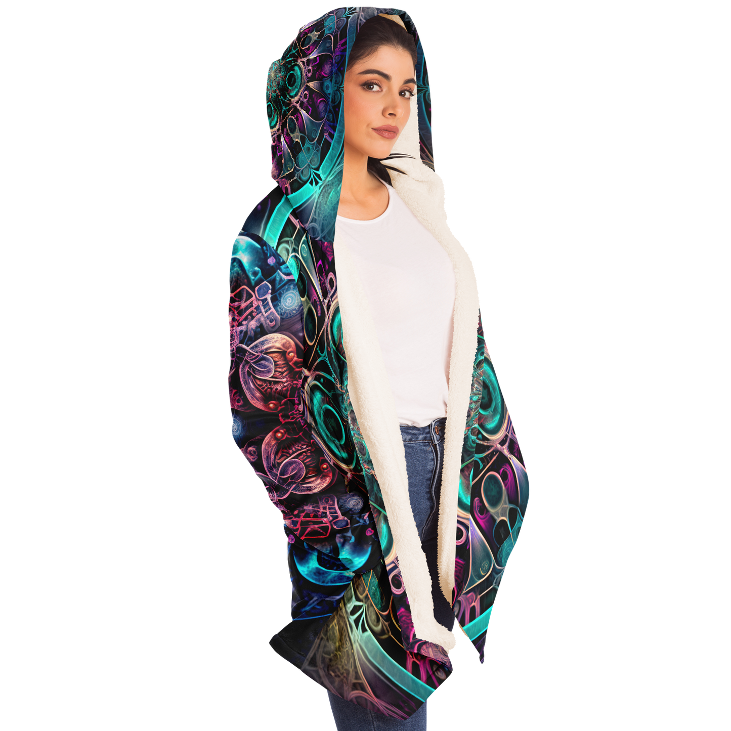 Neon Mandala Microfleece Festival Cloak