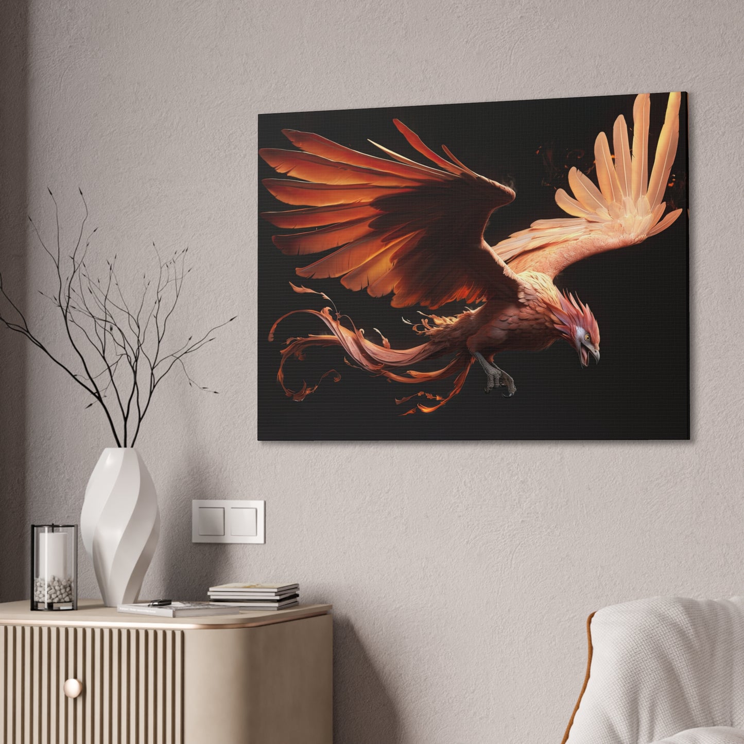 "Soaring Ember Phoenix"  Canvas Stretched, 0.75" - Print