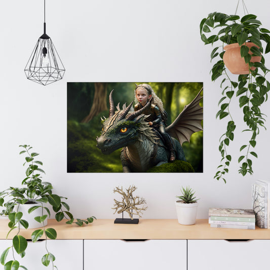 "Fairy Dragon Rider" Poster - Print