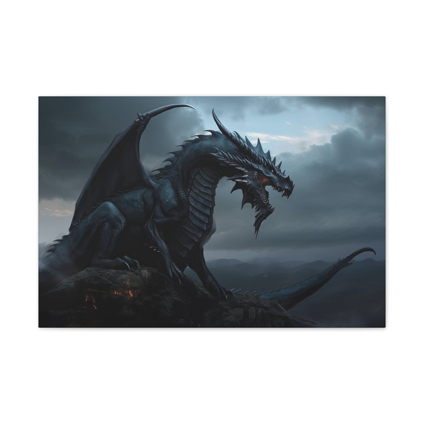 "Obsidian Dragon"  Canvas Stretched, 0.75" - Print