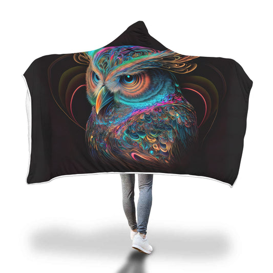 Neon Owl Hooded Blanket