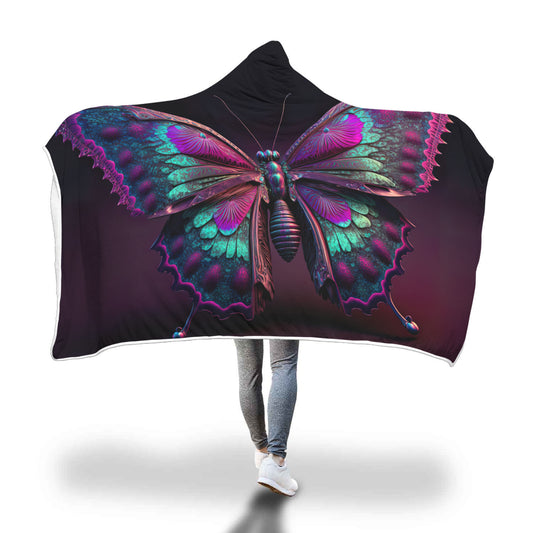 Neon Butterfly Hooded Blanket