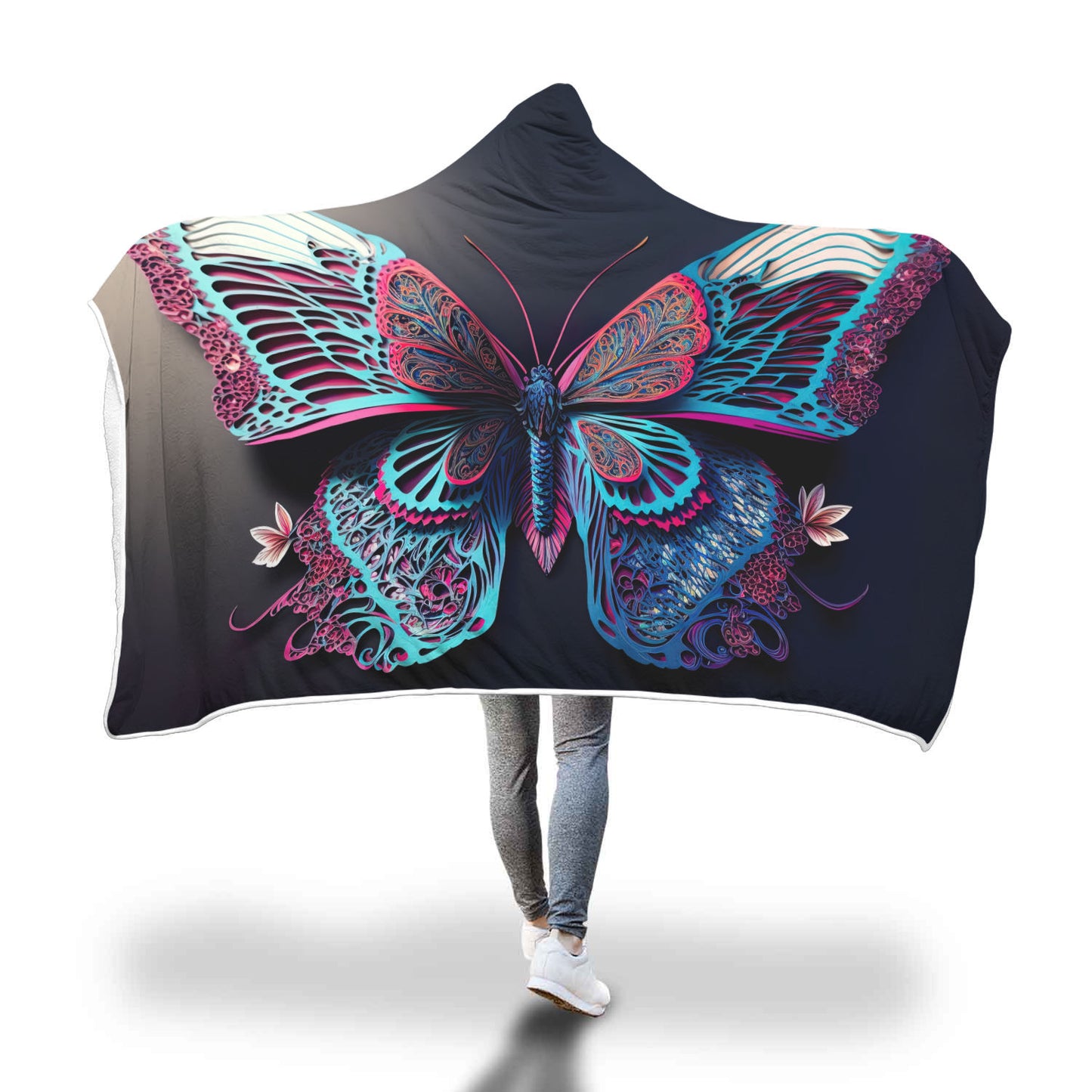 Paper Curling Butterfly Hooded Blanket