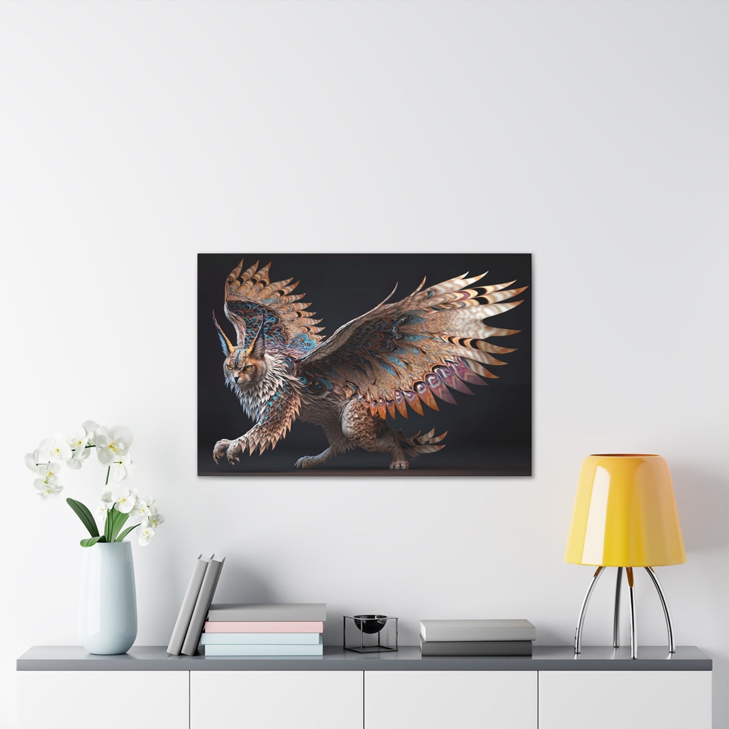 "Winged Lynx Dreaming" Canvas Stretched, 0.75" - Print