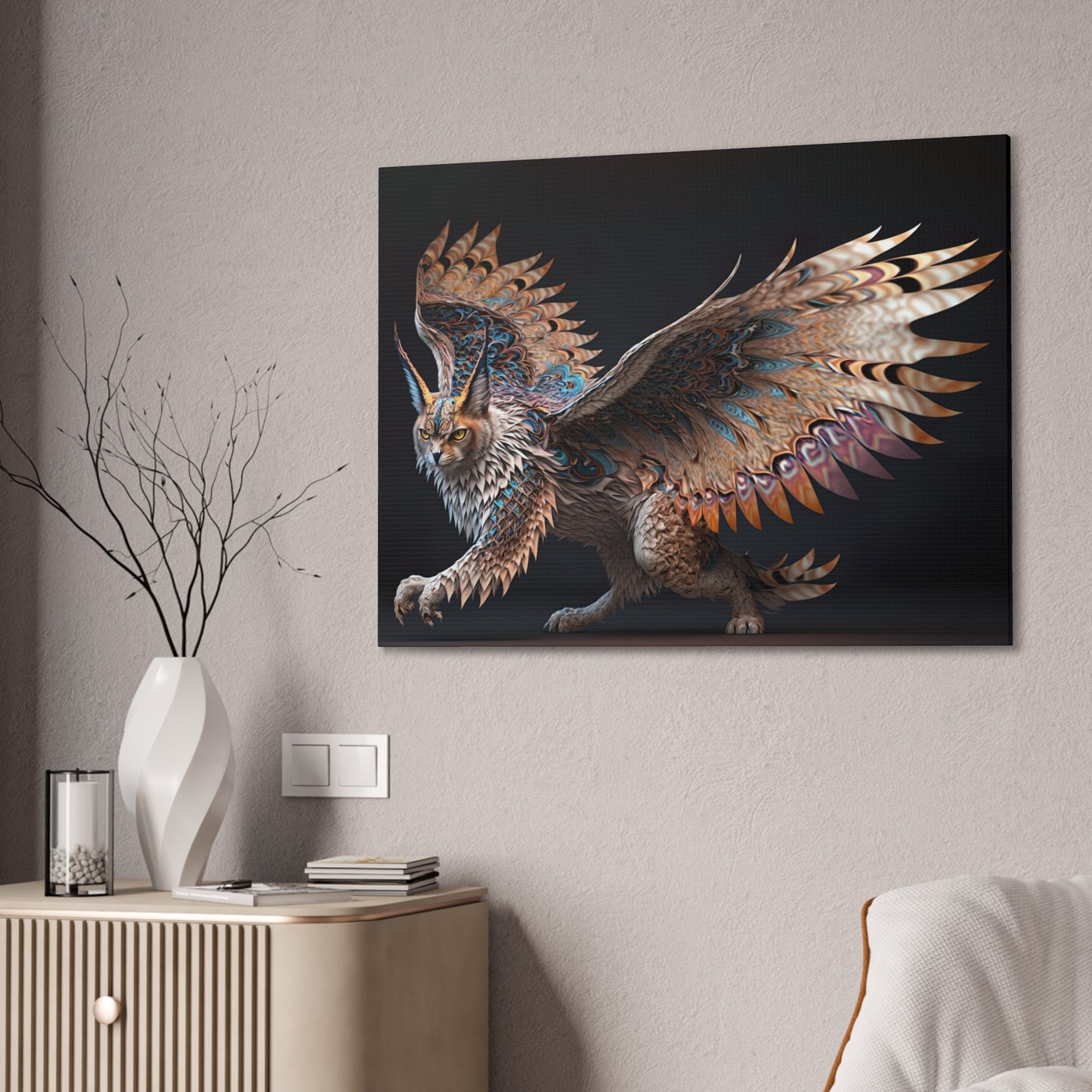 "Winged Lynx Dreaming" Canvas Stretched, 0.75" - Print