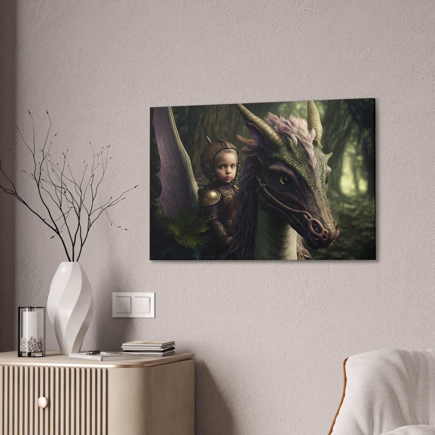 "Fairy Dragon Knight" Canvas Stretched, 0.75" - Print