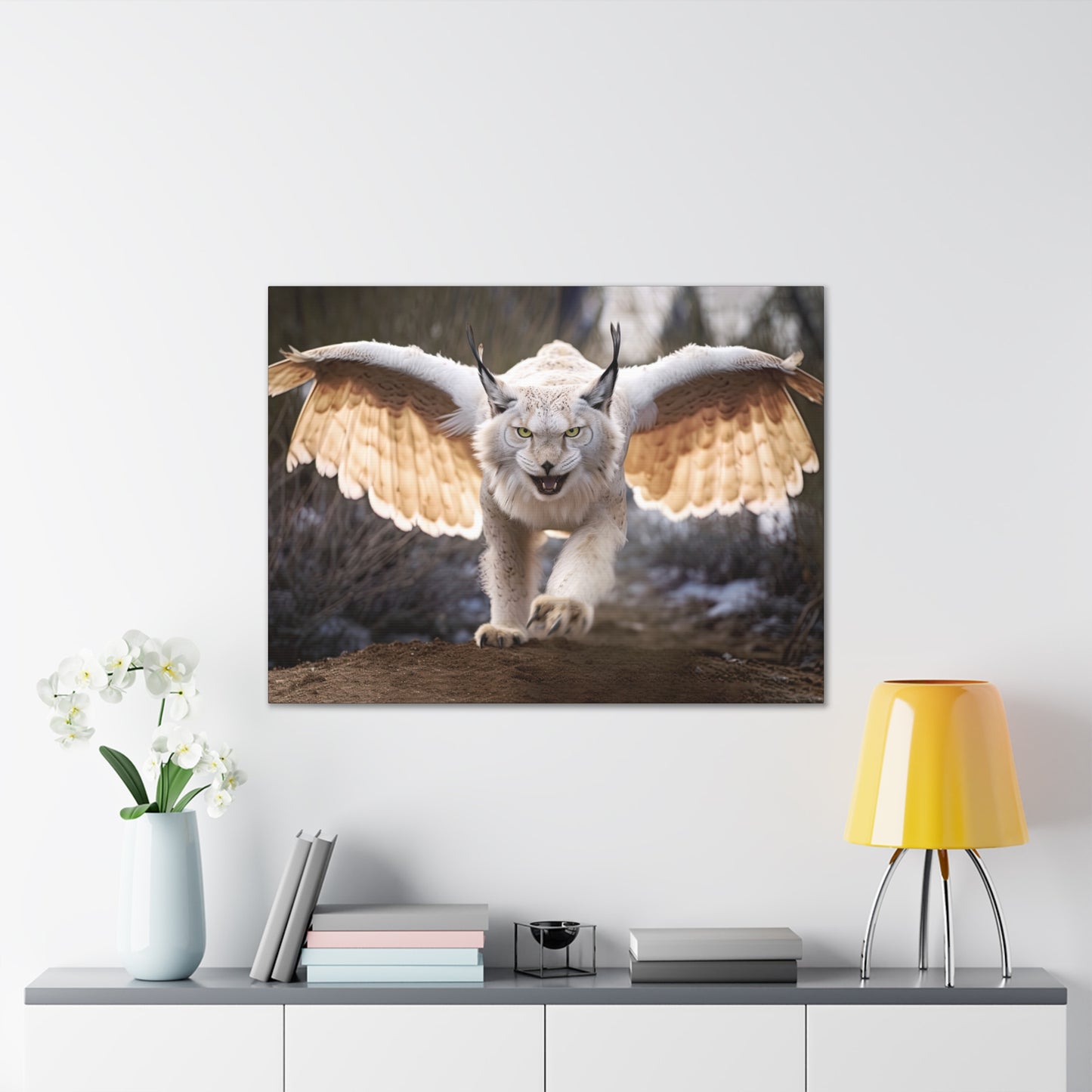 "Ivory Winged Lynx"  Canvas Stretched, 0.75" - Print