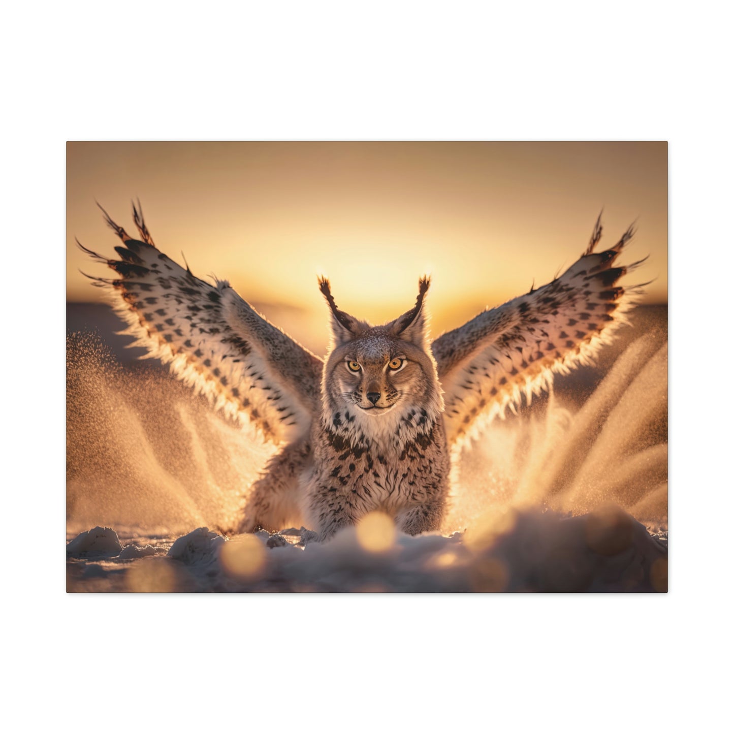 "Winged Snow Lynx" Canvas Stretched, 0.75" - Print