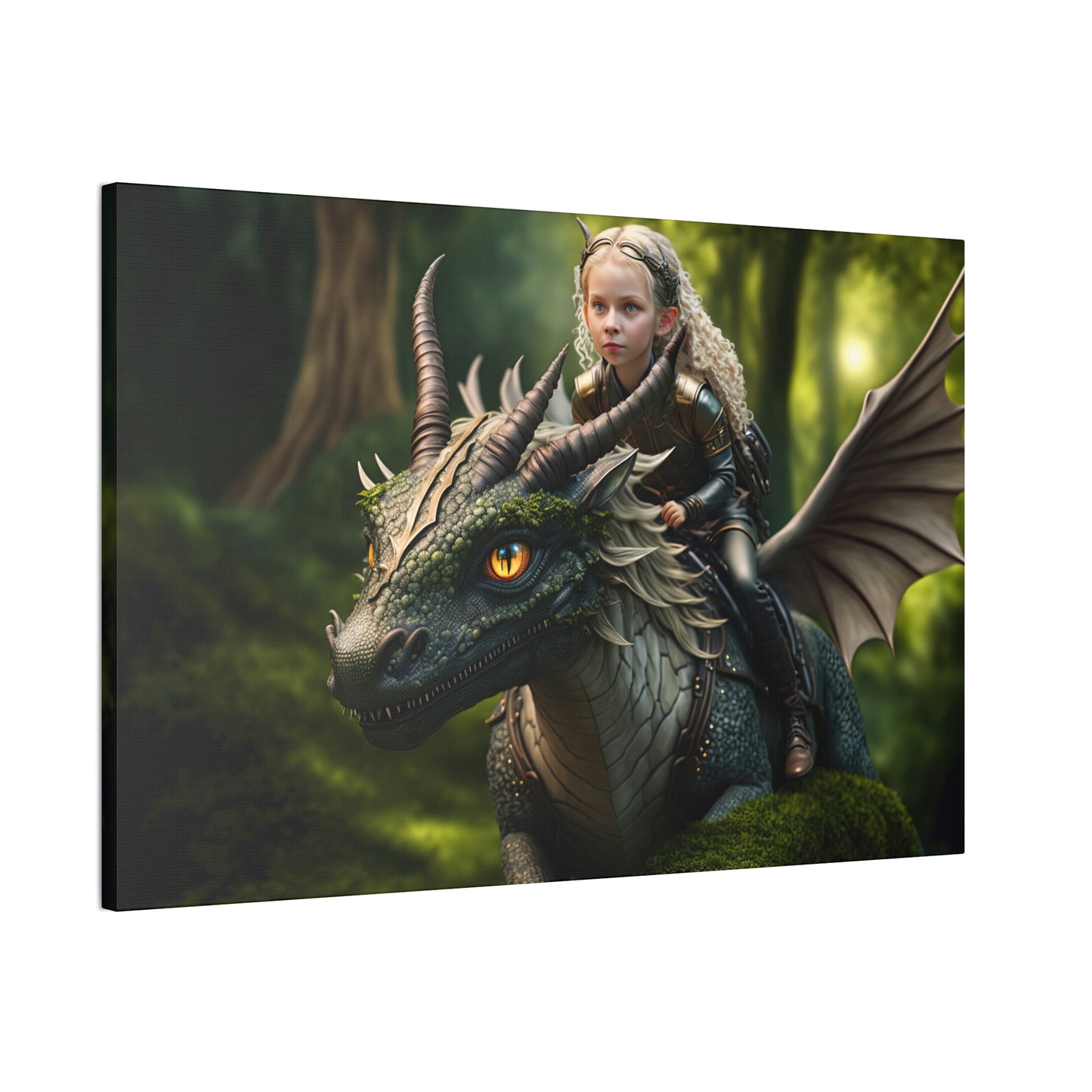 "Fairy Dragon Rider" Canvas Stretched, 0.75" - Print