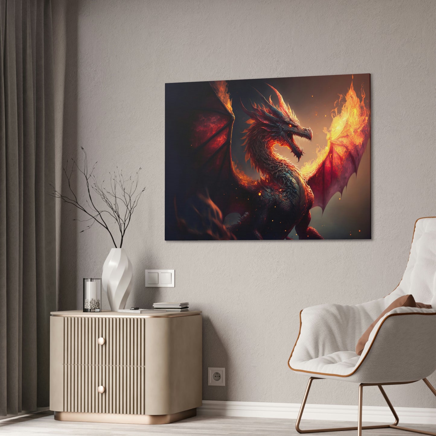 "Fire Dragon" Canvas Stretched, 0.75" - Print