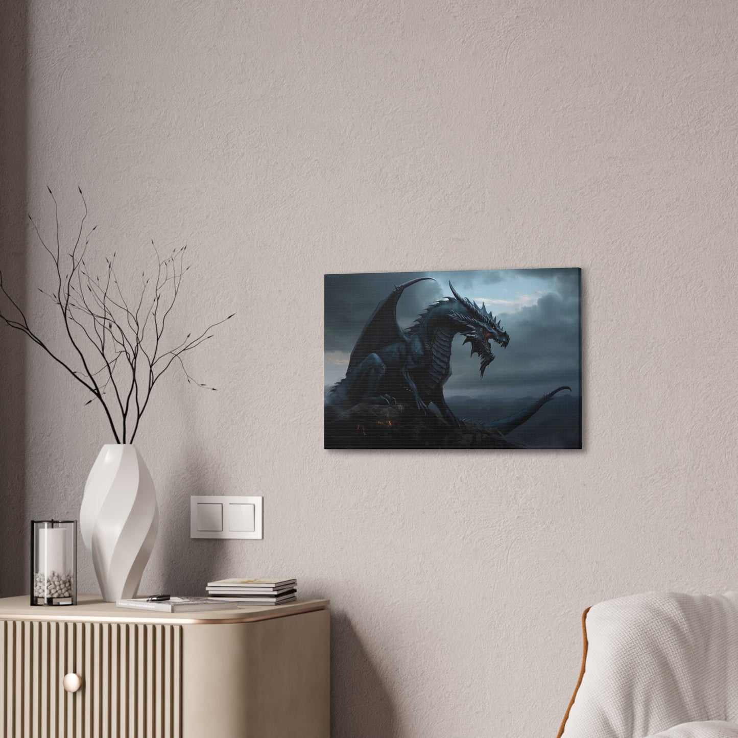 "Obsidian Dragon"  Canvas Stretched, 0.75" - Print