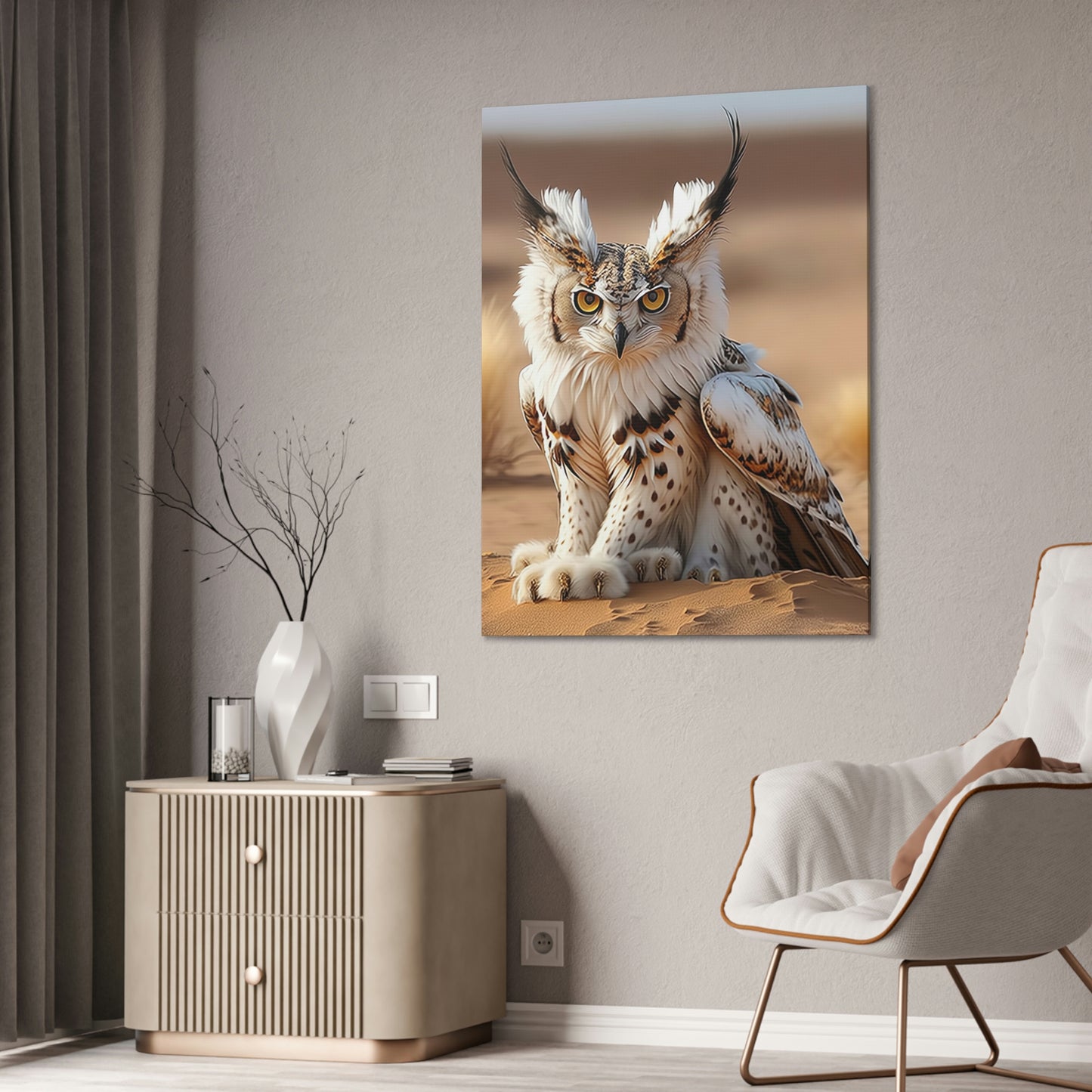 "Lynx Owl" Canvas Stretched, 0.75" - Print