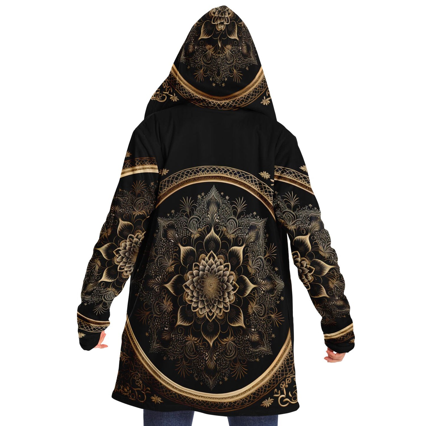 Golden Mantra Mandala Microfleece Festival Cloak