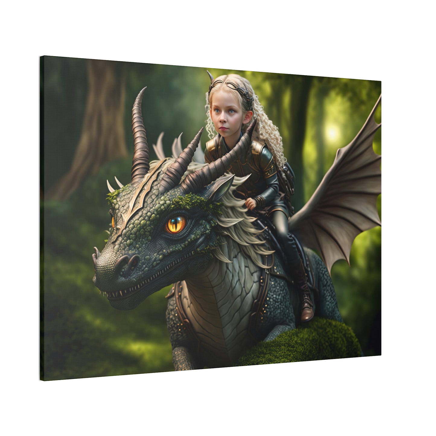 "Fairy Dragon Rider" Canvas Stretched, 0.75" - Print