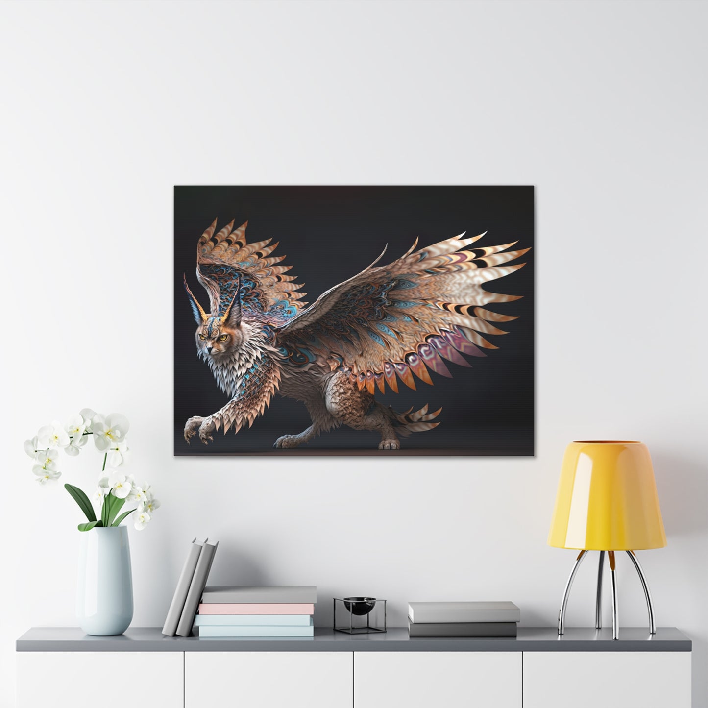 "Winged Lynx Dreaming" Canvas Stretched, 0.75" - Print