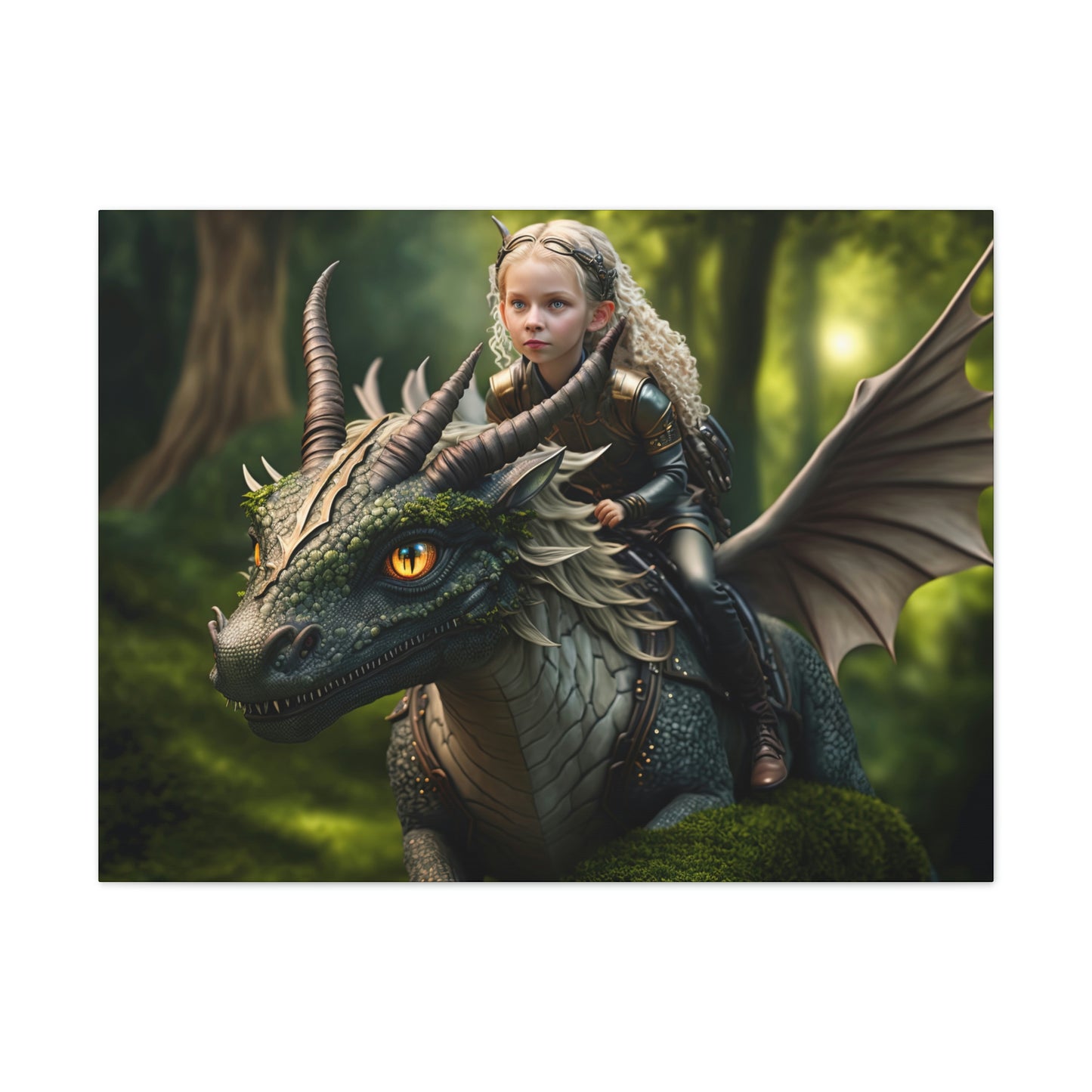 "Fairy Dragon Rider" Canvas Stretched, 0.75" - Print