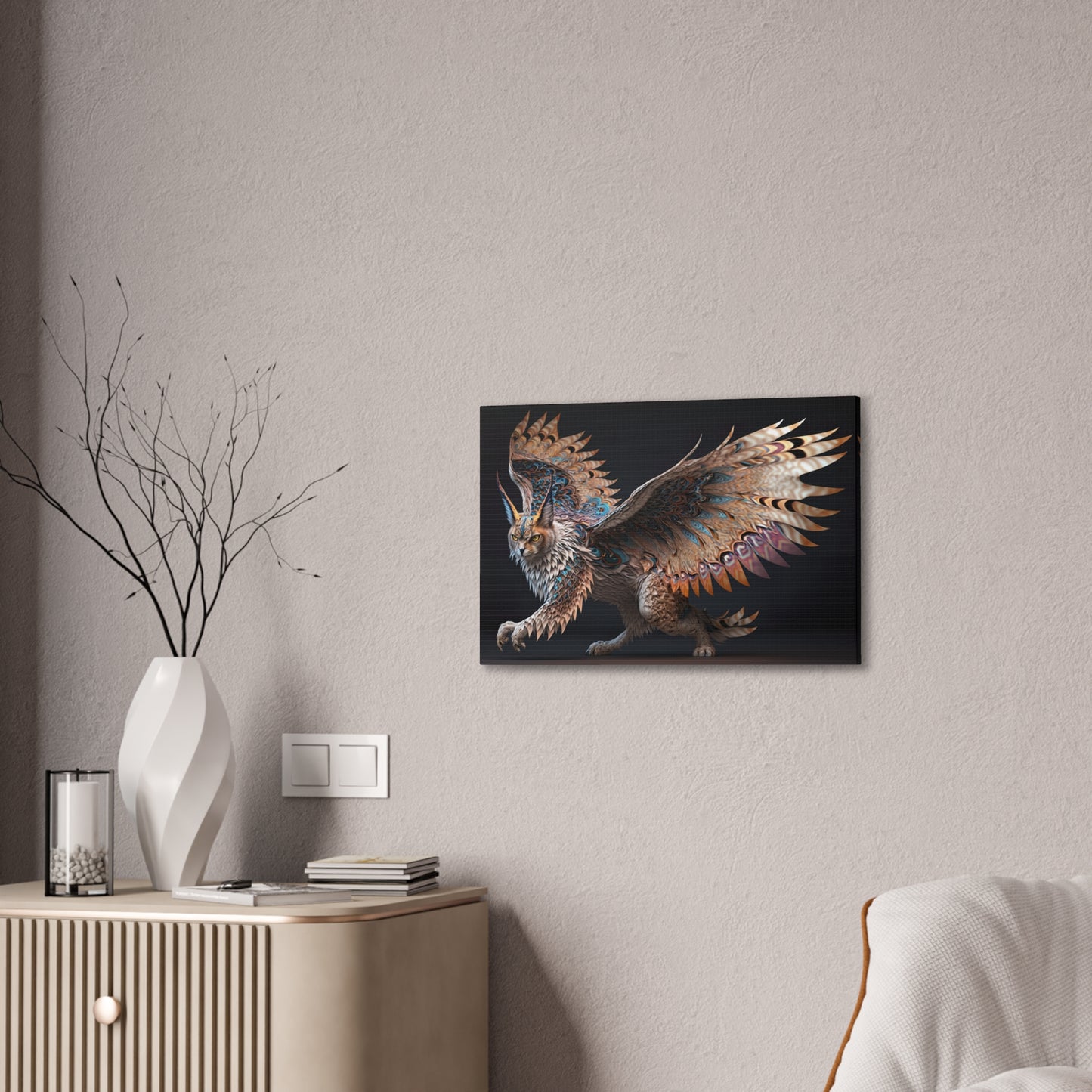 "Winged Lynx Dreaming" Canvas Stretched, 0.75" - Print