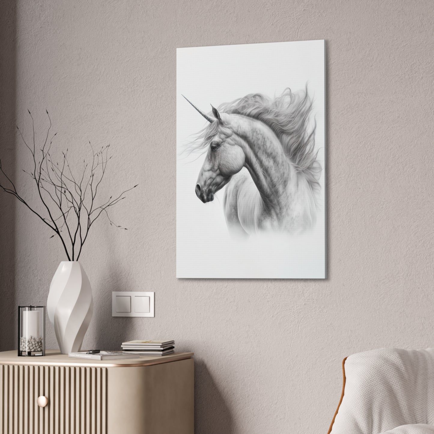 "Unicorn Sketch" Canvas Stretched, 0.75" - Print