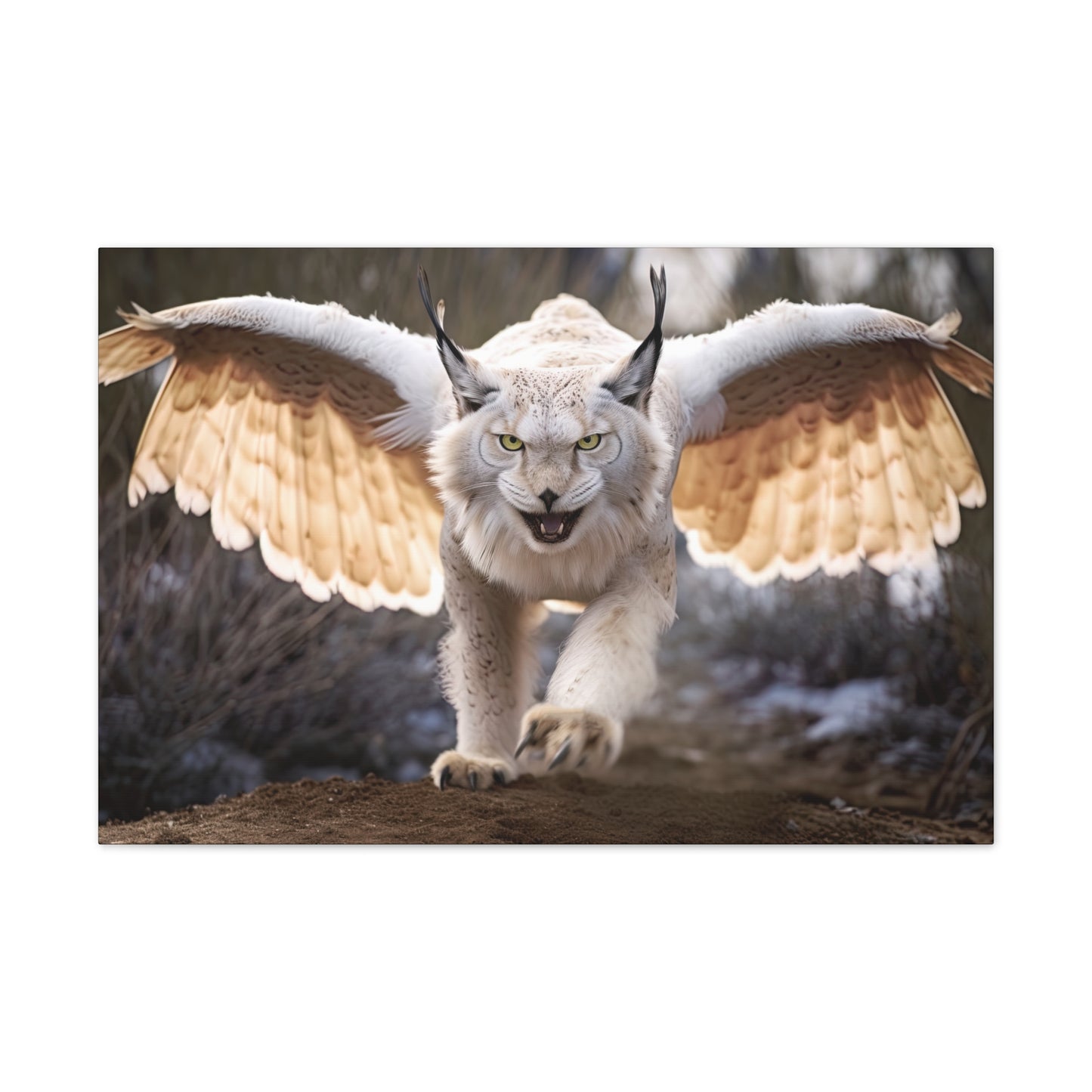 "Ivory Winged Lynx"  Canvas Stretched, 0.75" - Print