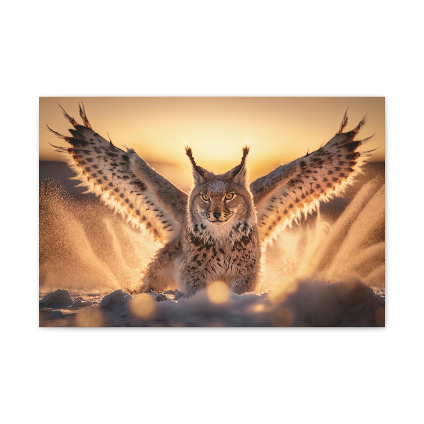 "Winged Snow Lynx" Canvas Stretched, 0.75" - Print