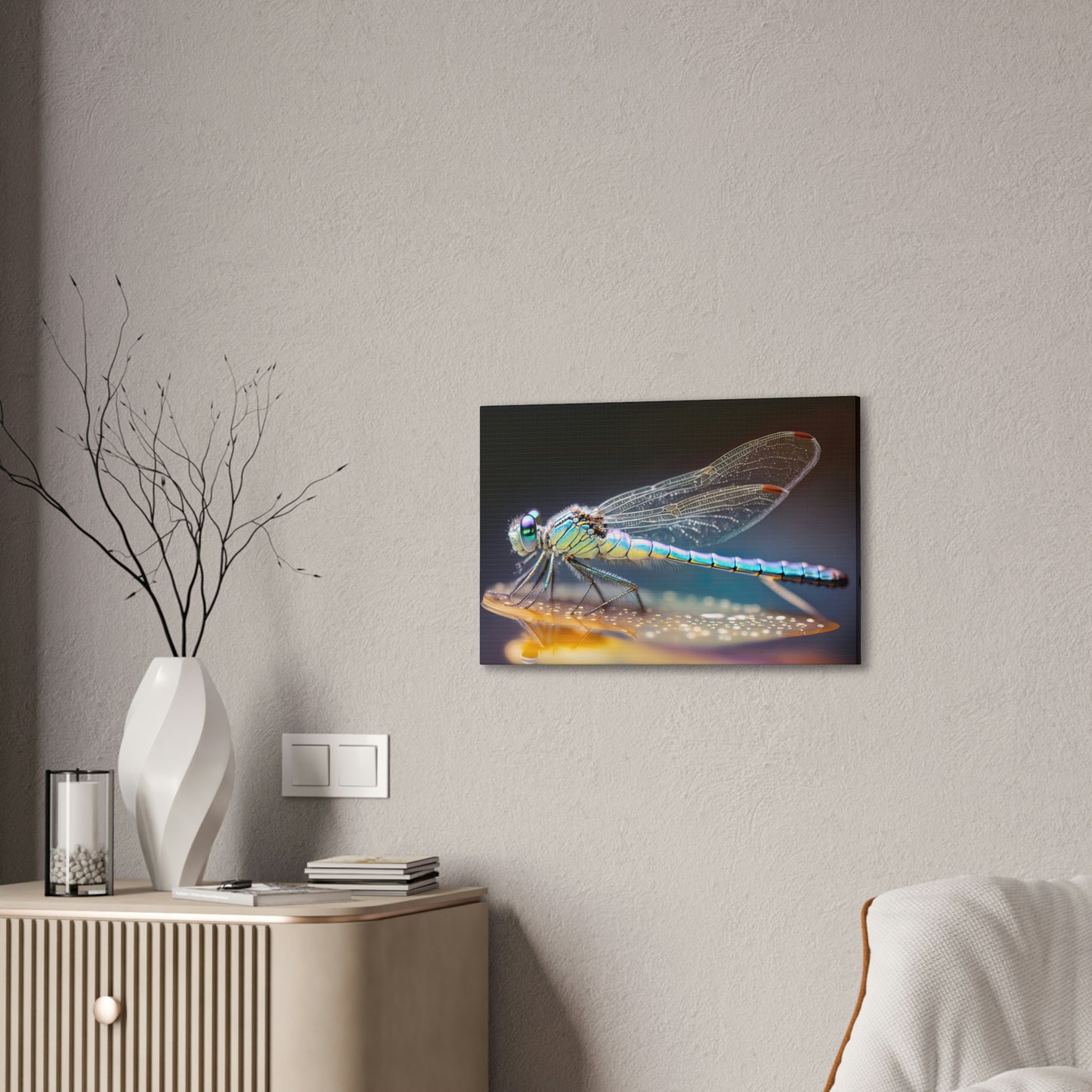 "Opal Dragonfly" Canvas Stretched, 0.75" - Print