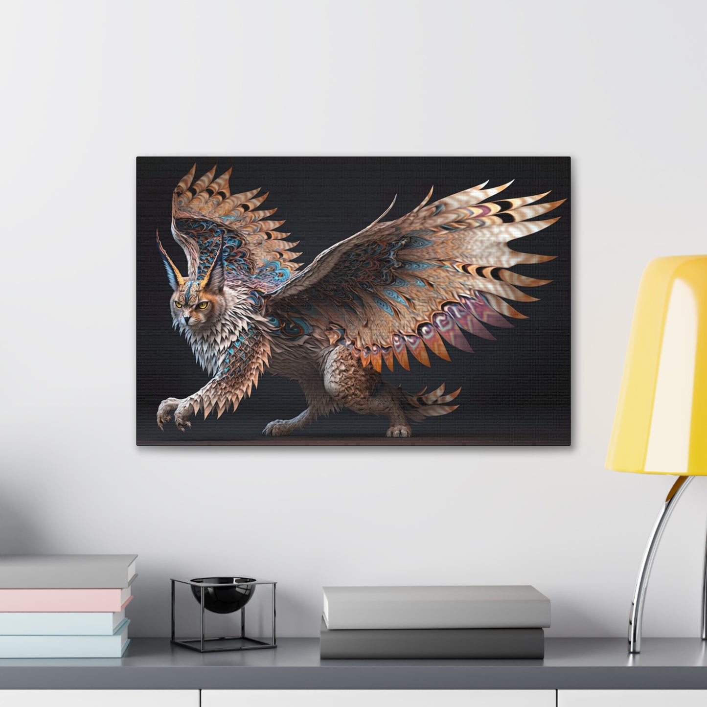 "Winged Lynx Dreaming" Canvas Stretched, 0.75" - Print