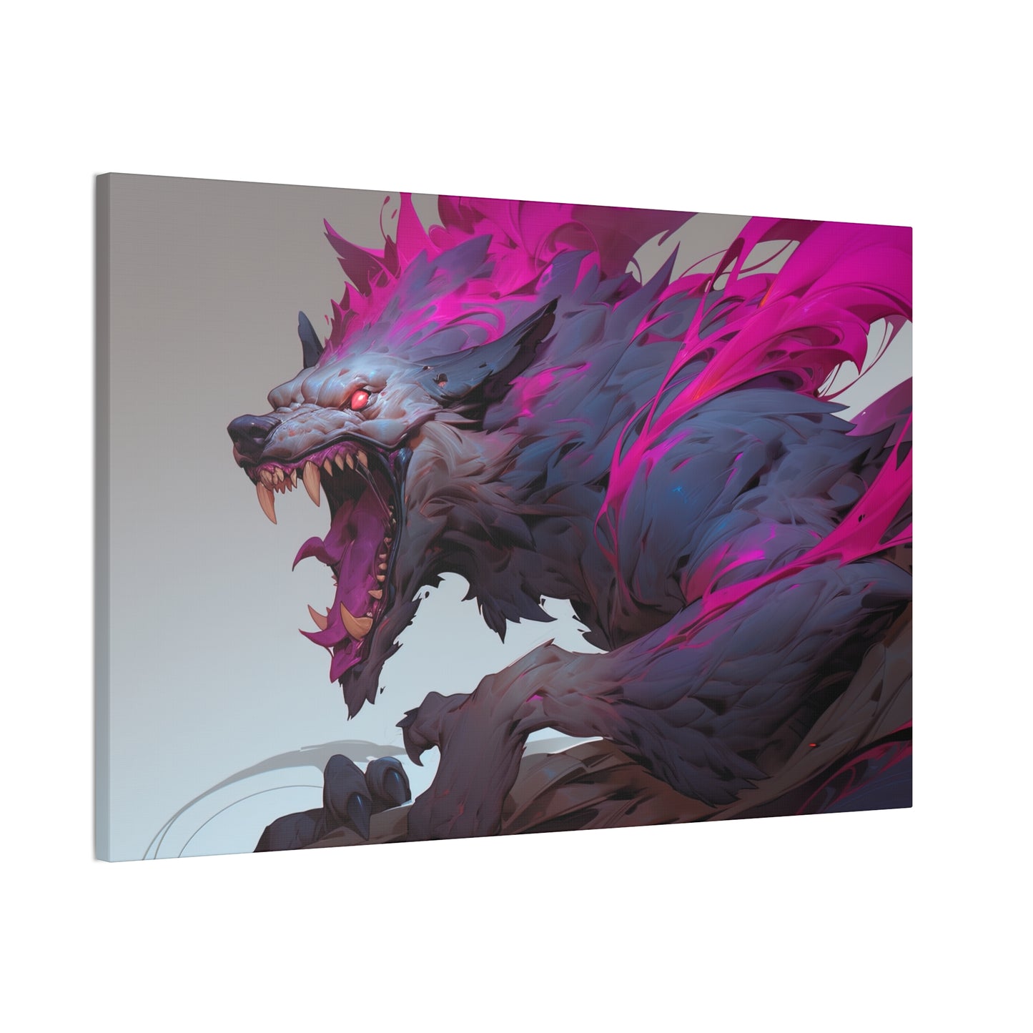 "Neon Nightmare Zombie Wolf" Canvas Stretched, 0.75" - Print