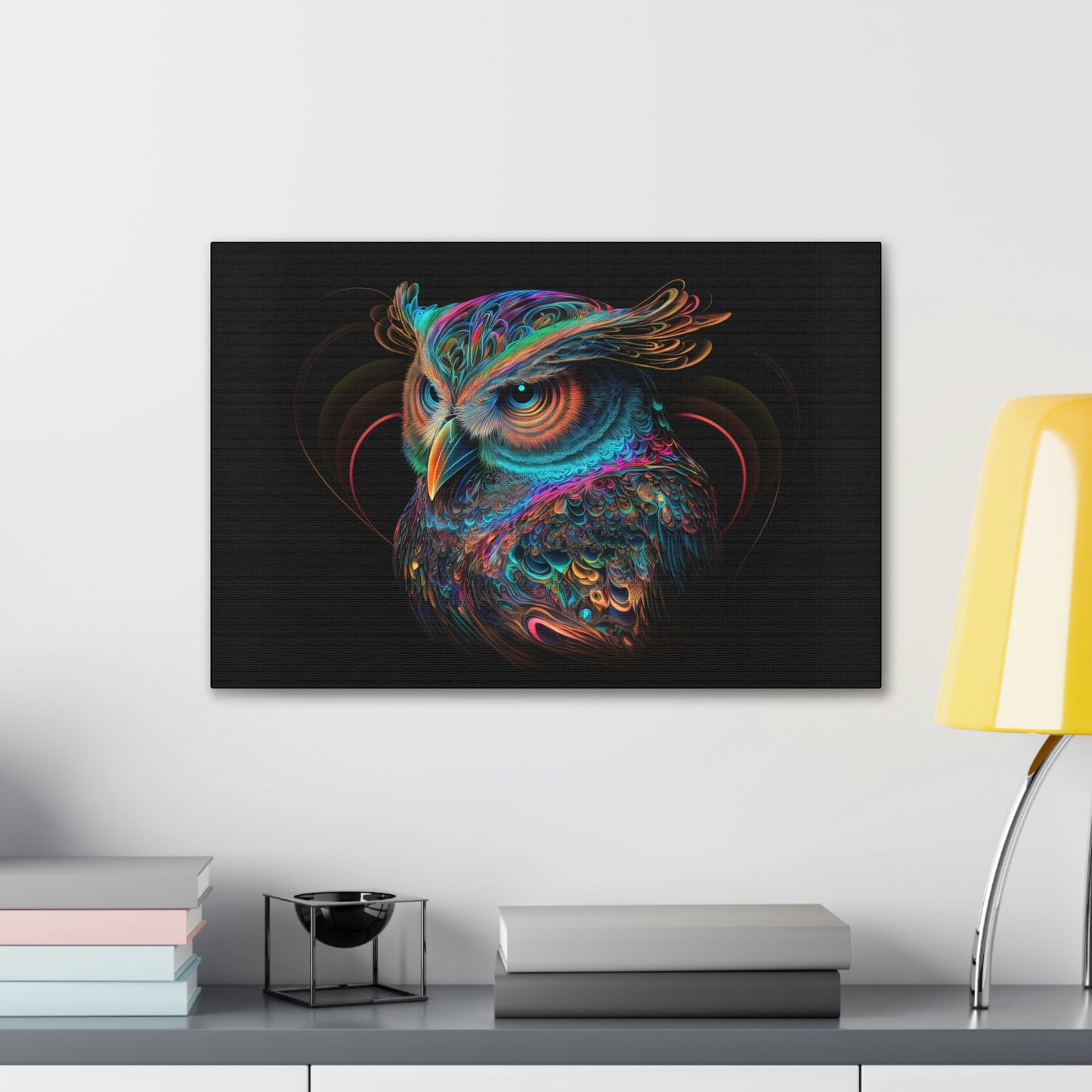 "Fluro Owl" Canvas Stretched, 0.75" - Print