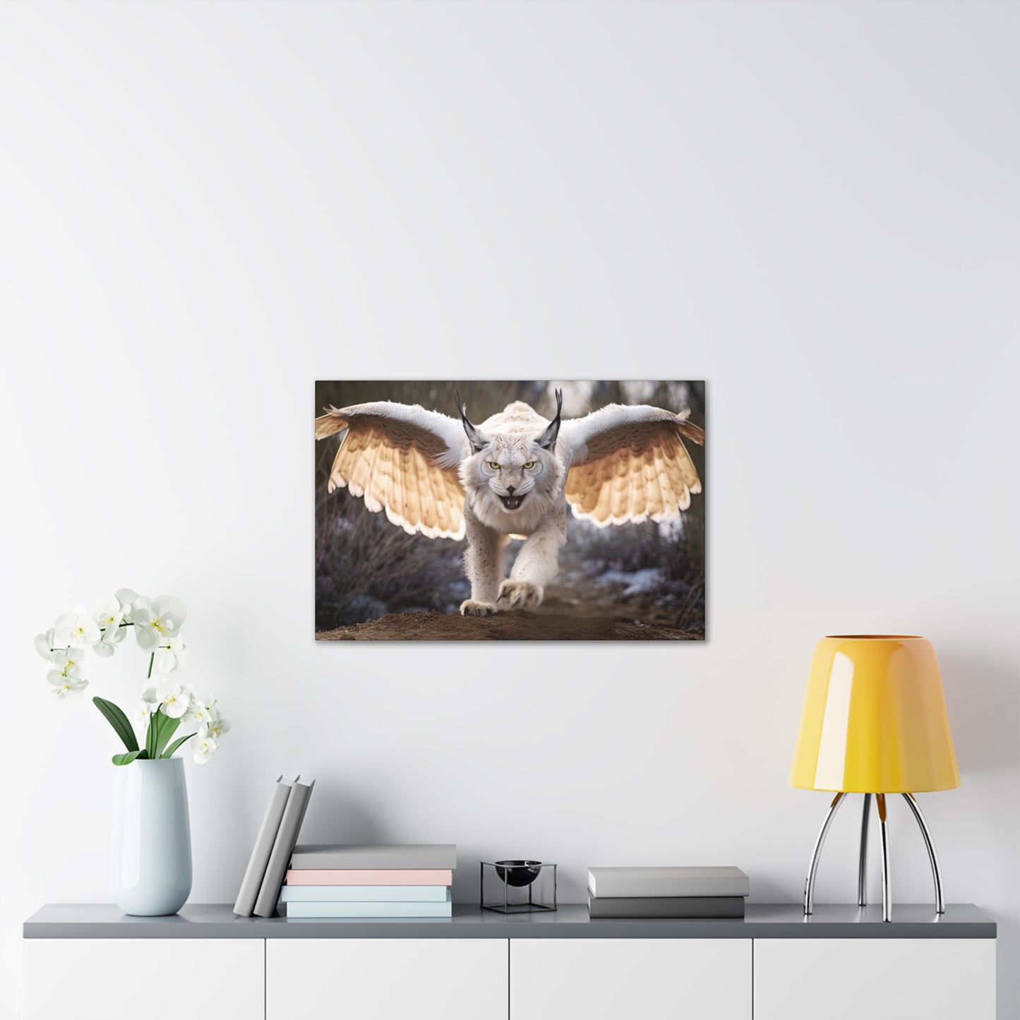 "Ivory Winged Lynx"  Canvas Stretched, 0.75" - Print