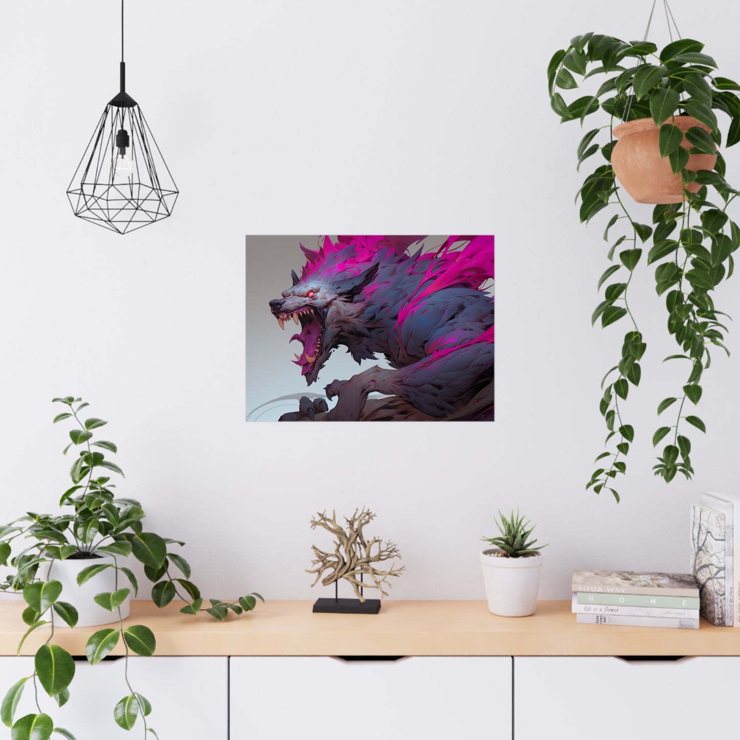 "Neon Nightmare Zombie Wolf" Poster - Print