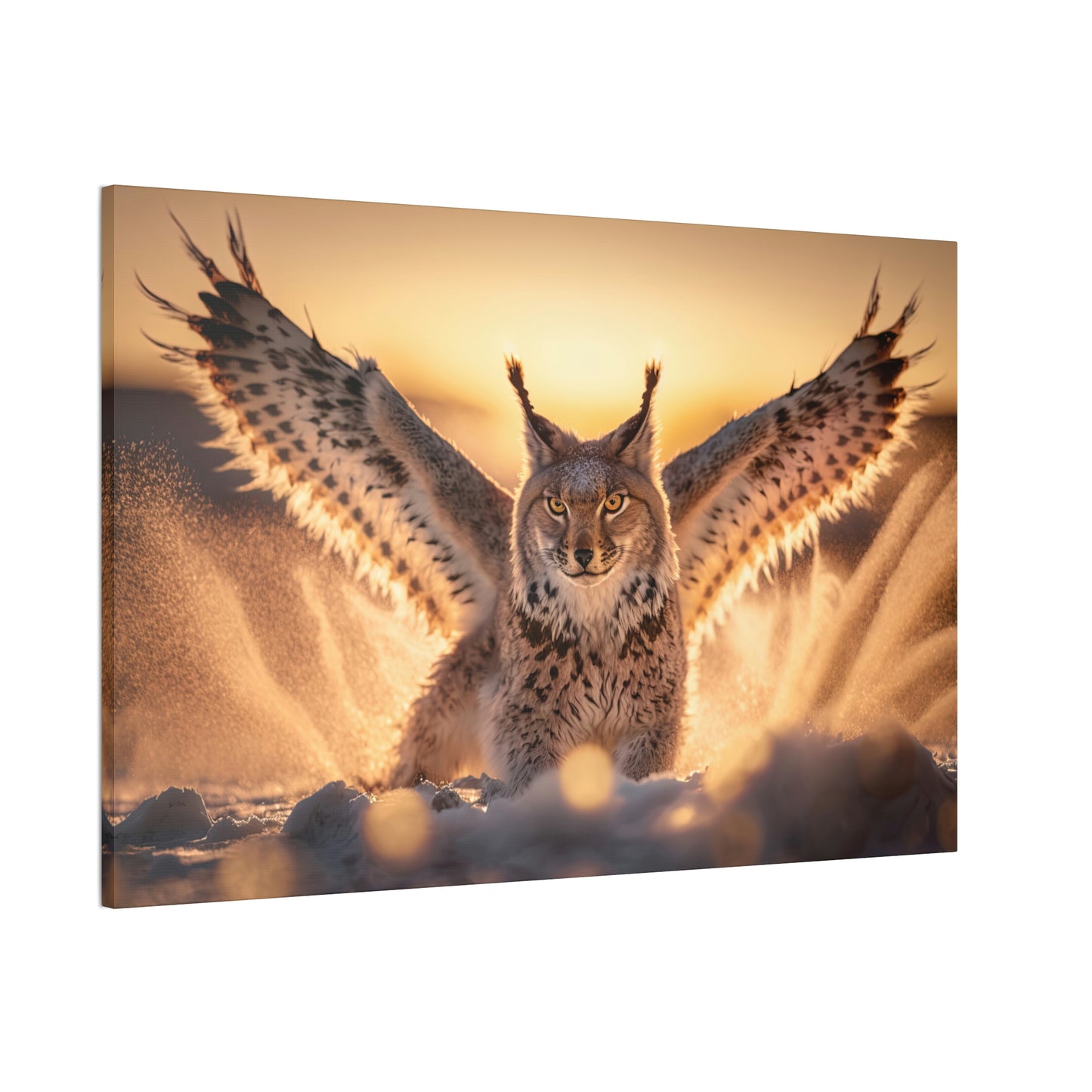 "Winged Snow Lynx" Canvas Stretched, 0.75" - Print