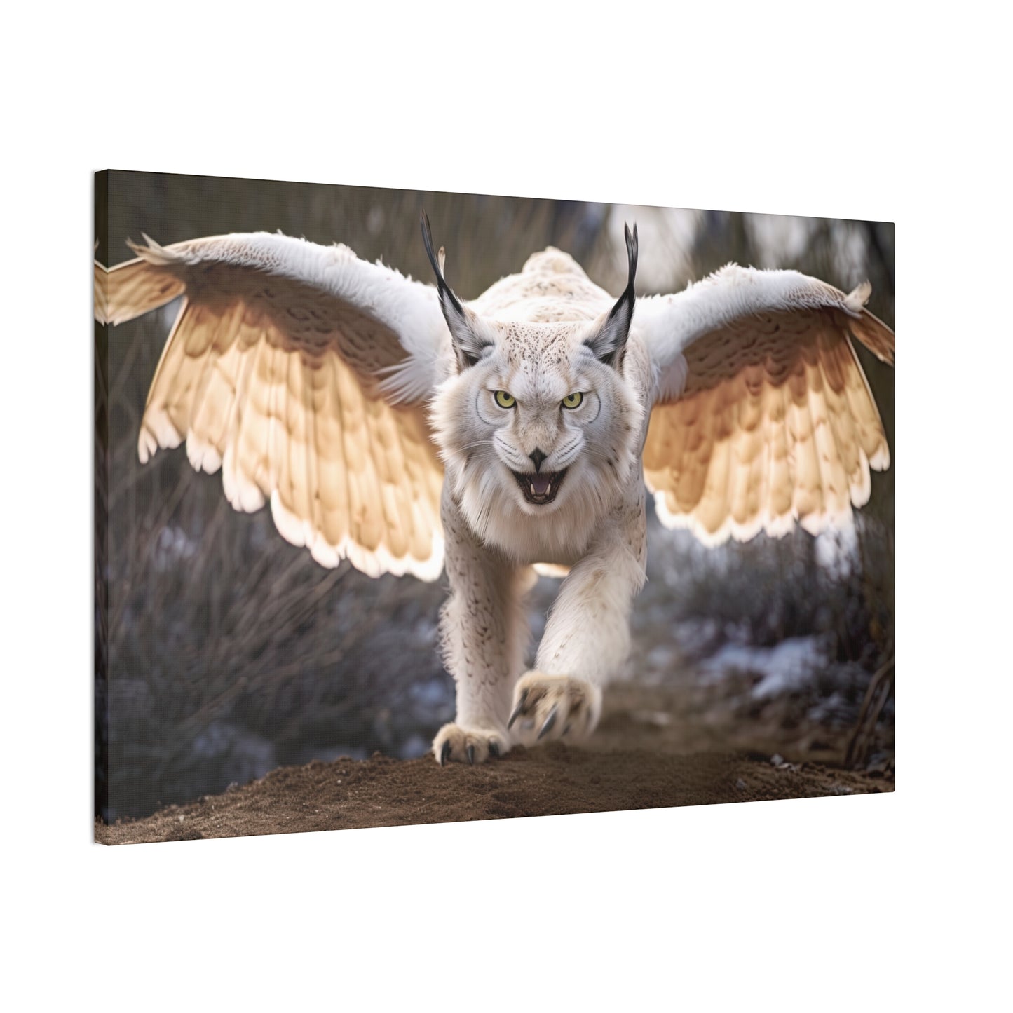 "Ivory Winged Lynx"  Canvas Stretched, 0.75" - Print