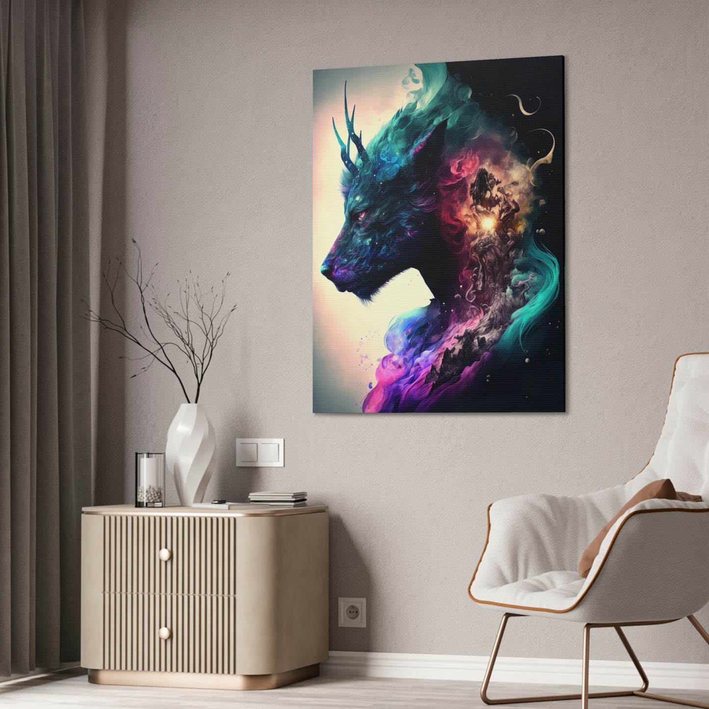 "Cervitaur Deity" Canvas Stretched, 0.75" - Print