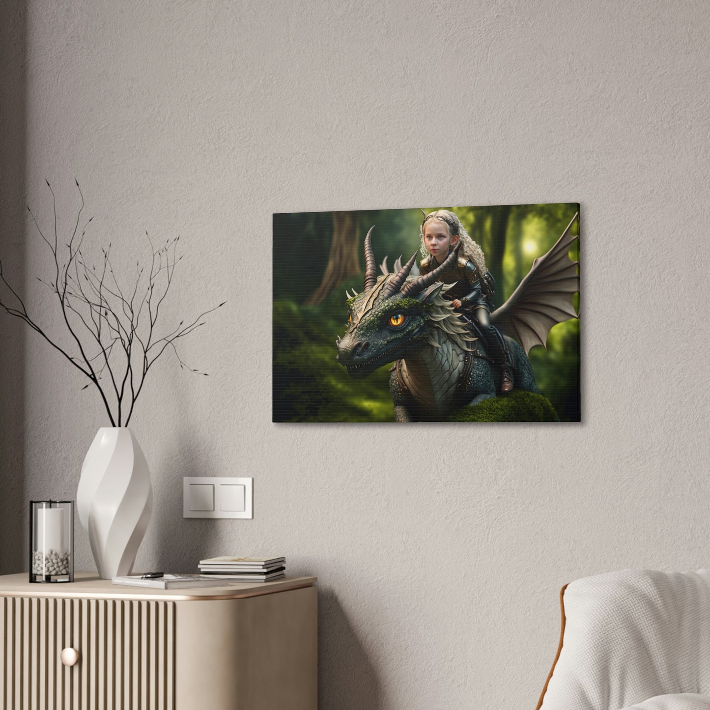 "Fairy Dragon Rider" Canvas Stretched, 0.75" - Print