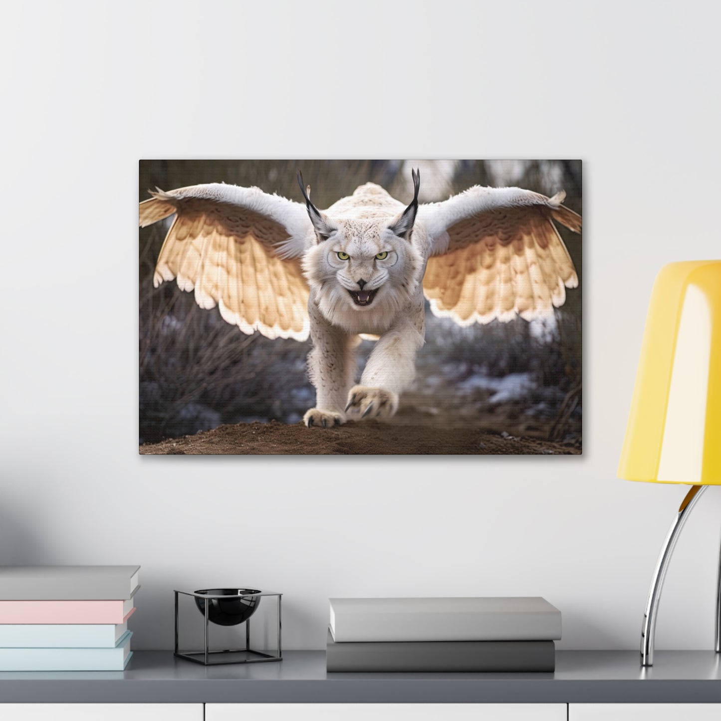 "Ivory Winged Lynx"  Canvas Stretched, 0.75" - Print