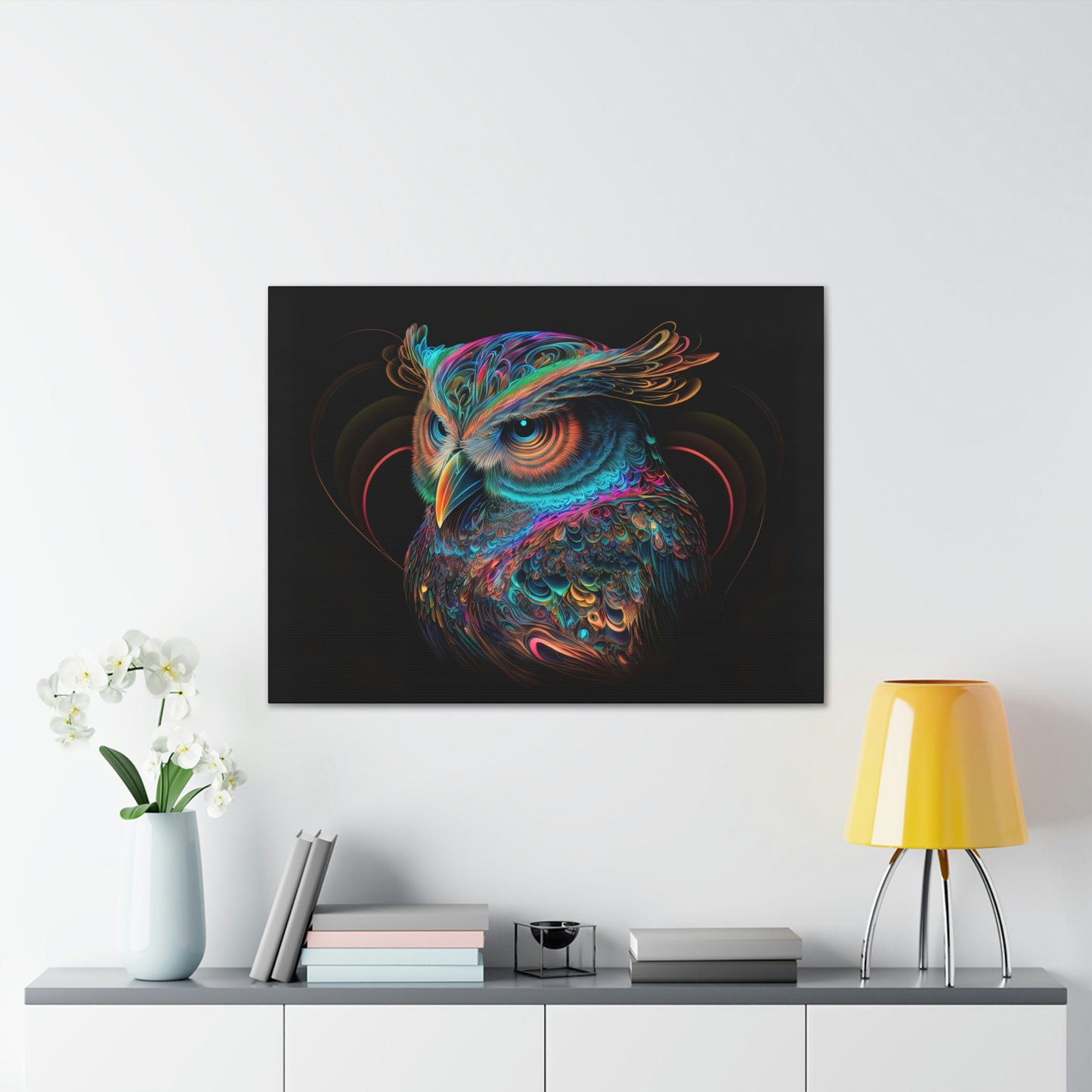 "Fluro Owl" Canvas Stretched, 0.75" - Print