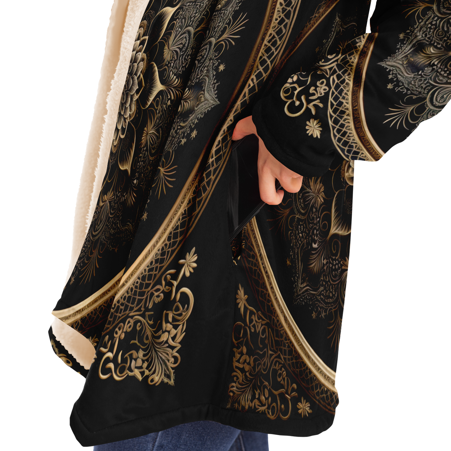 Golden Mantra Mandala Microfleece Festival Cloak