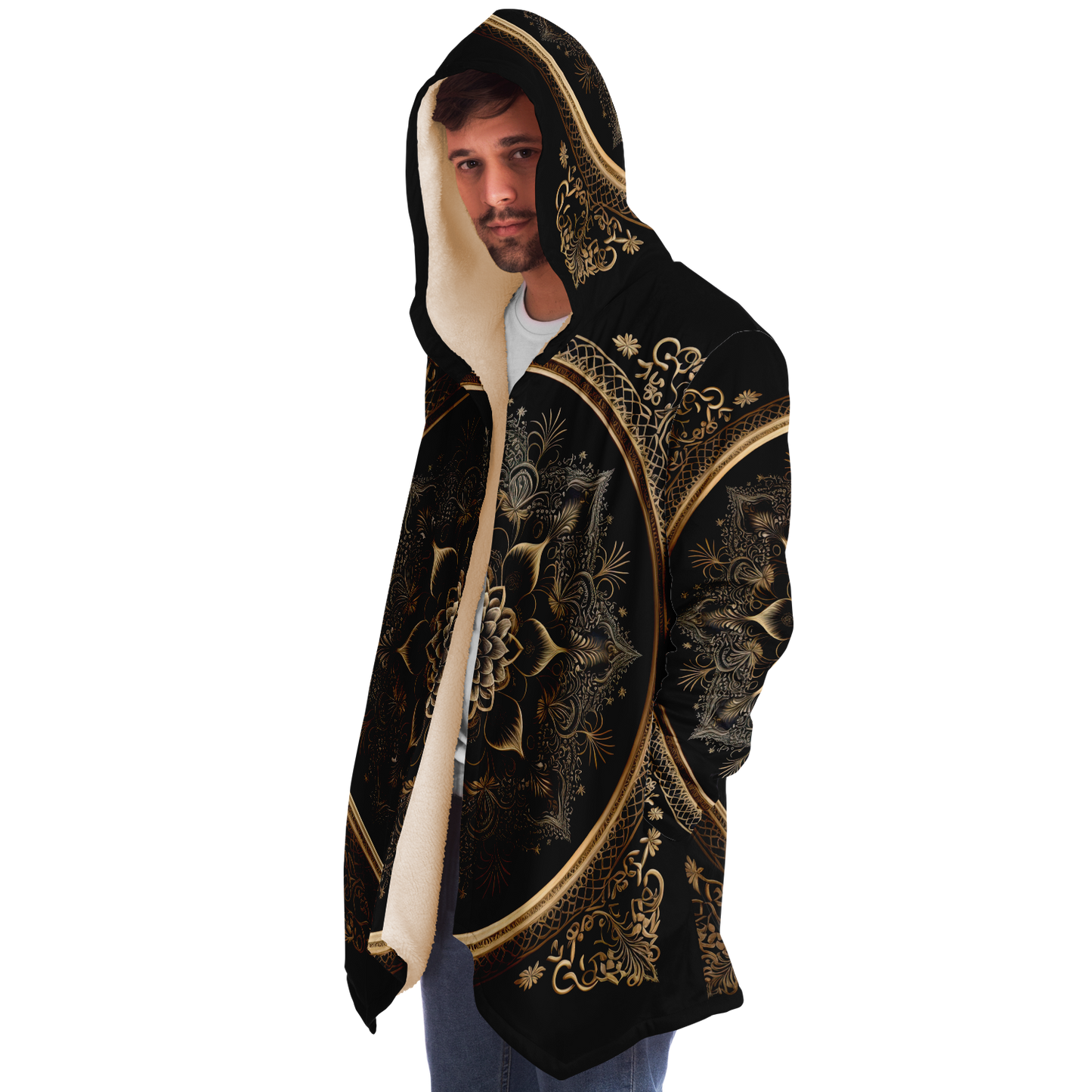 Golden Mantra Mandala Microfleece Festival Cloak