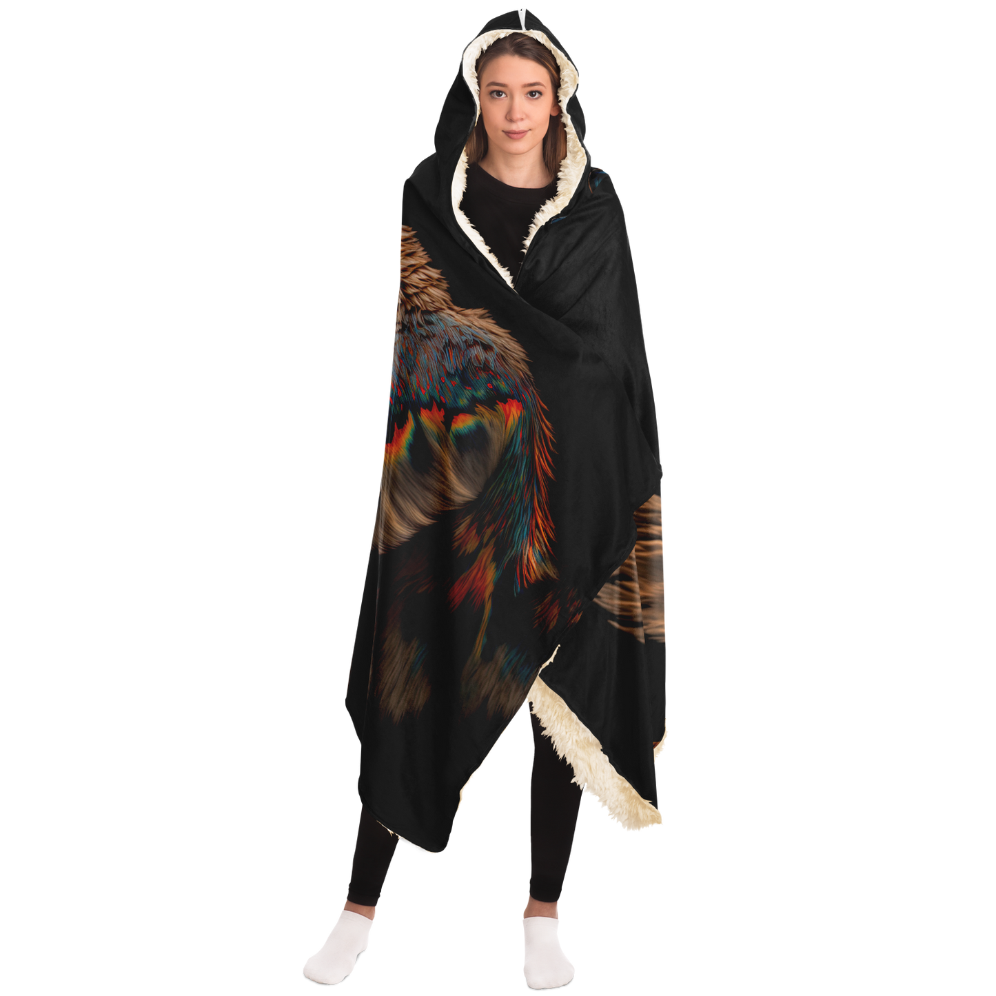 Winged Rainbow Fox Hooded Blanket