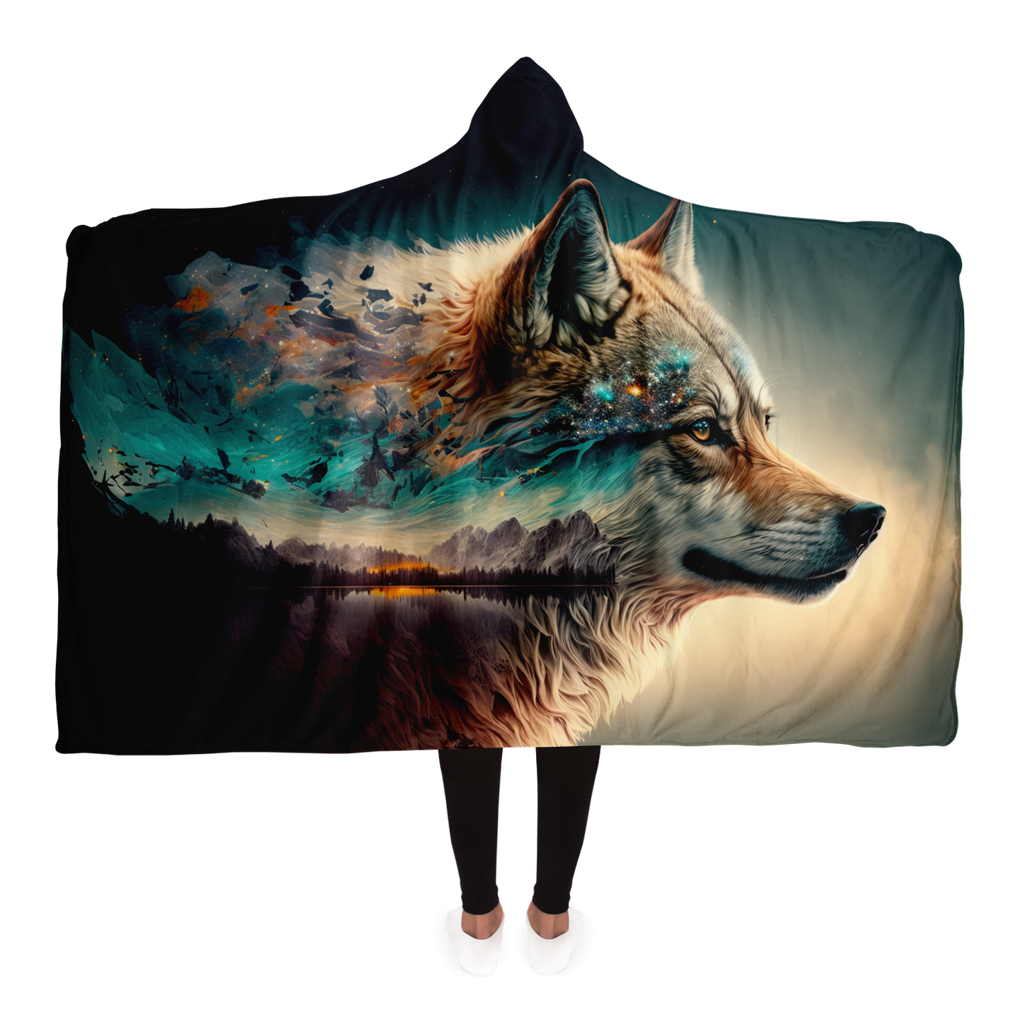 Earth Wolf Hooded Blanket